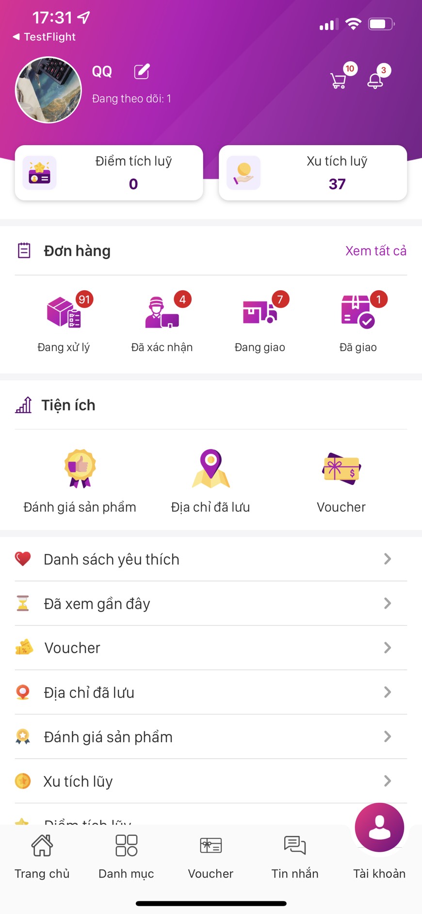 App sàn thương mại điện tử